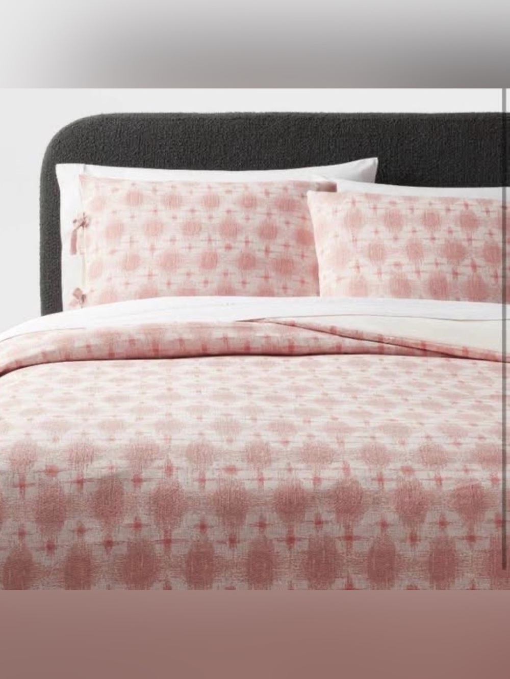 Full/Queen Yarn Dye Ilat Duvet Cover and Sham set Ivory/Mauve 100% Cotton
